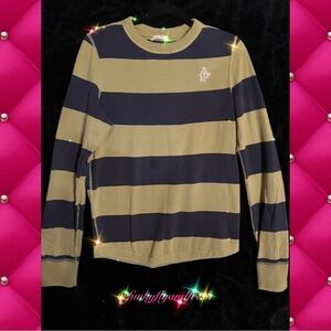 Abercrombie & Fitch blue and green striped rugby style long sleeve pullover Sz L